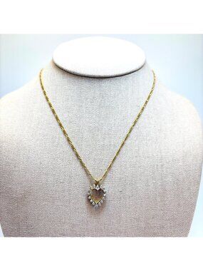 Natural Diamond Heart Pendant Necklace 14k Gold Filled Size 17" Length